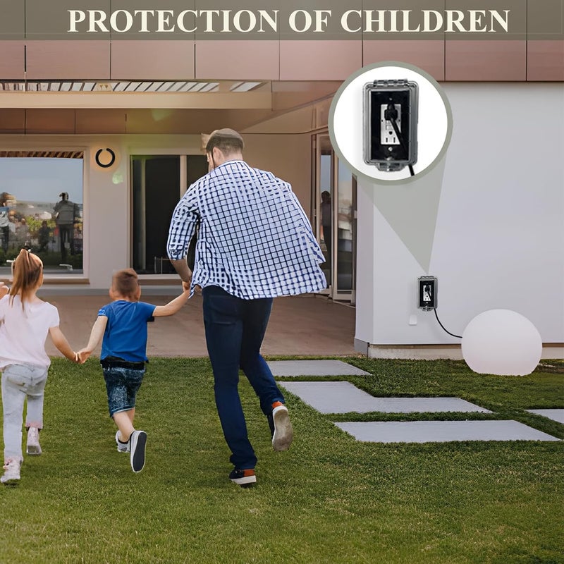 PILISPARK Universal Weatherproof Electrical Outlet Cover with Lock, Baby Proof Outlet Lock Box, Fits Most 2.6 "H x 2.5 "W or Smaller Plugs, Clear Outlet Waterproof Cover Box Fit for Outdoor in-Use - Image 3